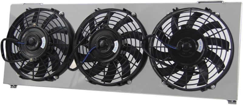 Cooling Care غطاء رادياتير من الألمنيوم متوافق مع رادياتير جيب شيروكي XJ من 1984 إلى 2001، غطاء ألمنيوم + مروحة 9 بوصة (3 قطع) + مجموعة ريلاي - Image 2
